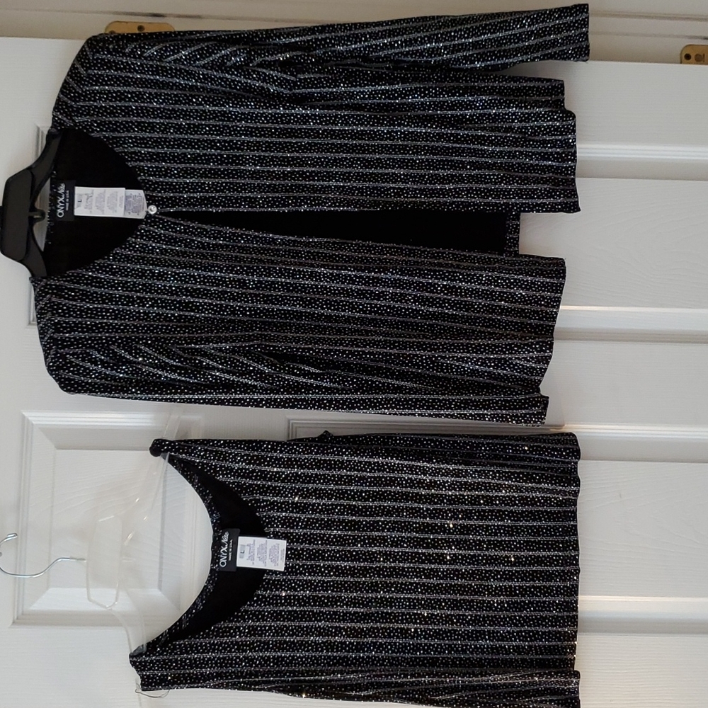 Women's top and jacket set With Glitter Stripes